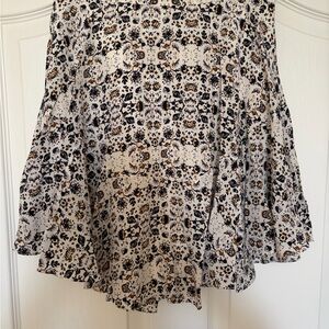 Club Monaco Floral Print Skirt in Black and Cream